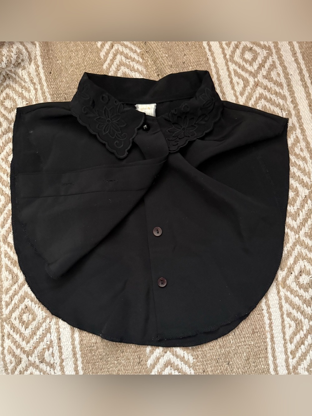 Vintage Black Embroidered Dickey Collar OS Preppy Layering 80s 90s Y2K Academia